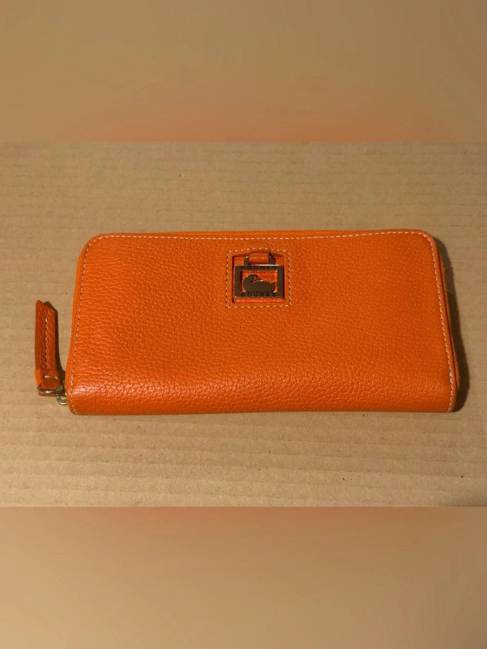 Dooney & Bourke Orange Zip-Around Leather Wallet